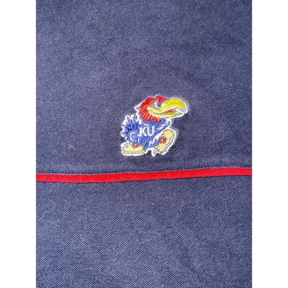 Cutter & Buck KU Jayhawks XL Short Sleeve Collar Polo Shirt Navy Red Vintage - Picture 5 of 8